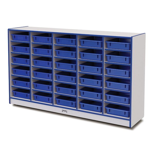 Jonti-Craft Rainbow Accents 30 Paper-Tray Mobile Storage, with Paper-Trays, Blue 0931JCWW003 - main